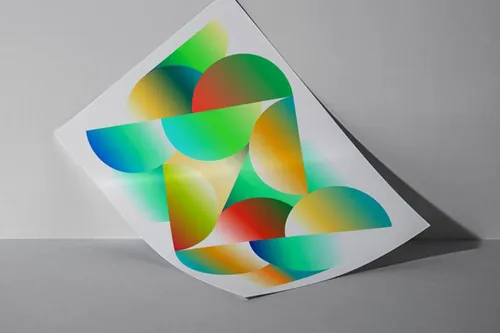 高质量光滑纸张传单海报设计贴图样机模板 Glossy Pap