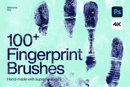 100+种超高清手指纹掌纹PS笔刷素材 Hand / Fin