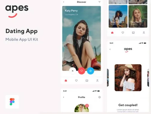 陌生人随机约会交友移动APP界面UI素材 Apes Dating Ap