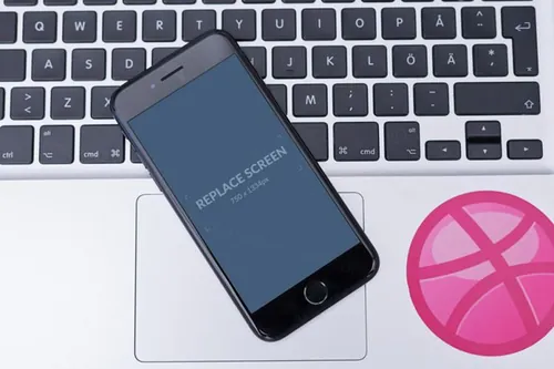 黑色iPhone7手机模型PSD贴图模板Black Matte iPhone 7