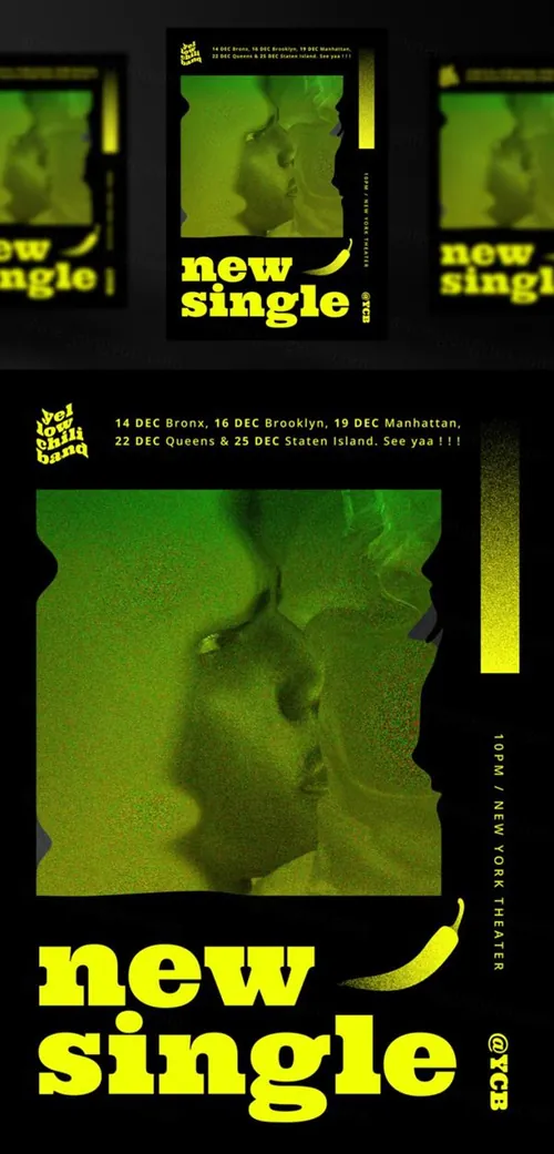 街头潮流抽象欧美标题版式新媒体宣传海报PSD模板 Holographic instagram template