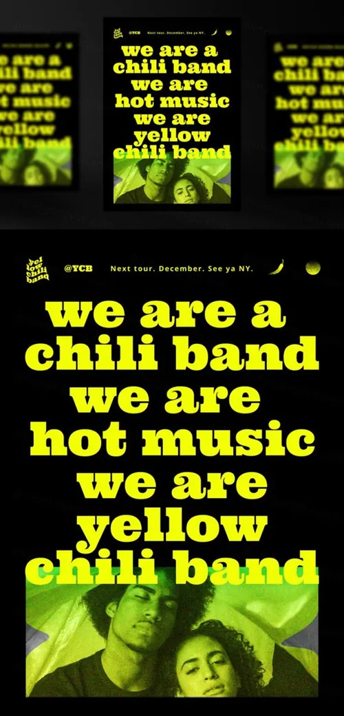 街头潮流抽象欧美标题版式新媒体宣传海报PSD模板 Holographic instagram template