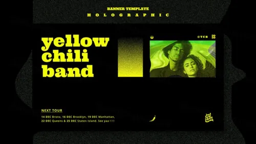 街头潮流抽象欧美标题版式新媒体宣传海报PSD模板 Holographic instagram template