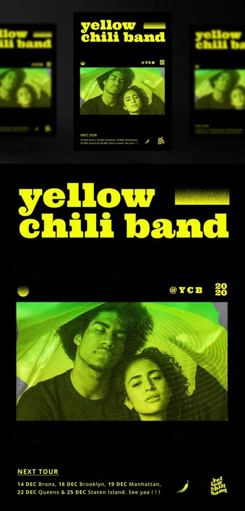 街头潮流抽象欧美标题版式新媒体宣传海报PSD模板 Holographic instagram template