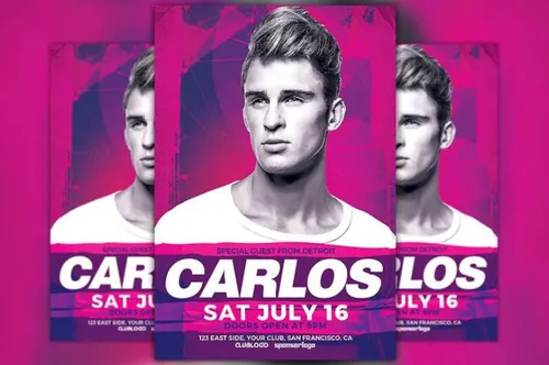 人物音乐海报制作 DJ Carlos Club Party Flyer Template