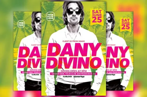 人物音乐海报制作模板 DJ Dany Club Party Flyer Template