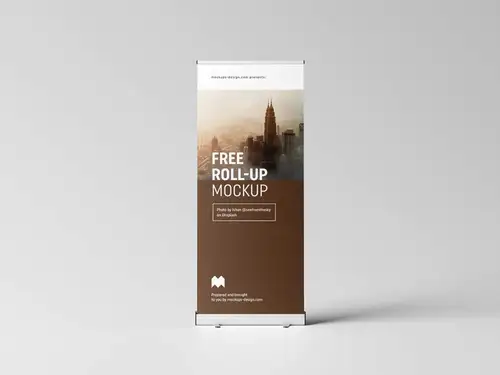 易拉宝海报设计提案展示样机PSD模板 Roll-up Mockup / 85x200 cm
