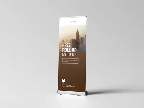 易拉宝海报设计提案展示样机PSD模板 Roll-up Mockup / 85x200 cm