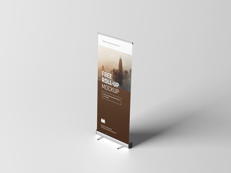 易拉宝海报设计提案展示样机PSD模板 Roll-up Mockup / 85x200 cm