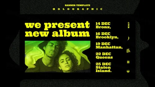 街头潮流抽象欧美标题版式新媒体宣传海报PSD模板 Holographic instagram template