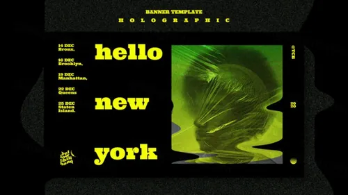 街头潮流抽象欧美标题版式新媒体宣传海报PSD模板 Holographic instagram template