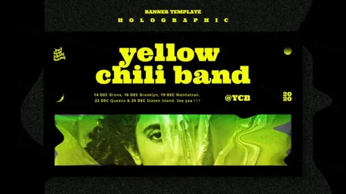 街头潮流抽象欧美标题版式新媒体宣传海报PSD模板 Holographic instagram template