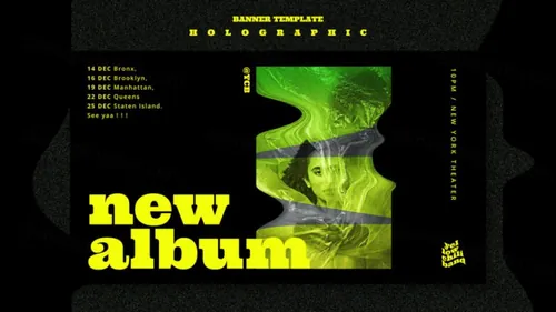 街头潮流抽象欧美标题版式新媒体宣传海报PSD模板 Holographic instagram template