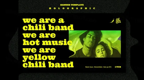 街头潮流抽象欧美标题版式新媒体宣传海报PSD模板 Holographic instagram template