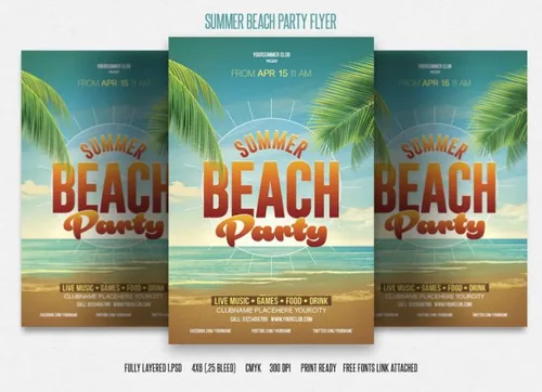 夏季海报背景模板 Summer Beach Party