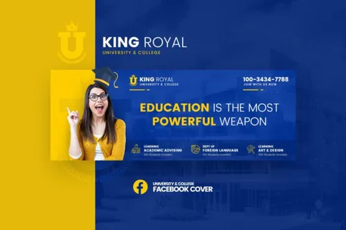 时尚高品质学习补课班培训中心海报 kingroyal-university-facebook -
