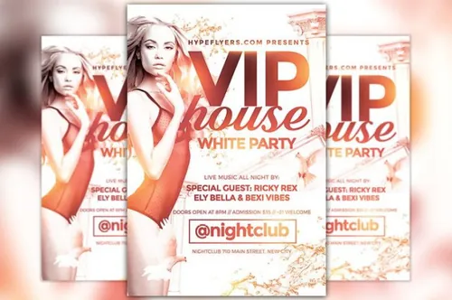 白色派对宣传单模板 White Party Flyer Template