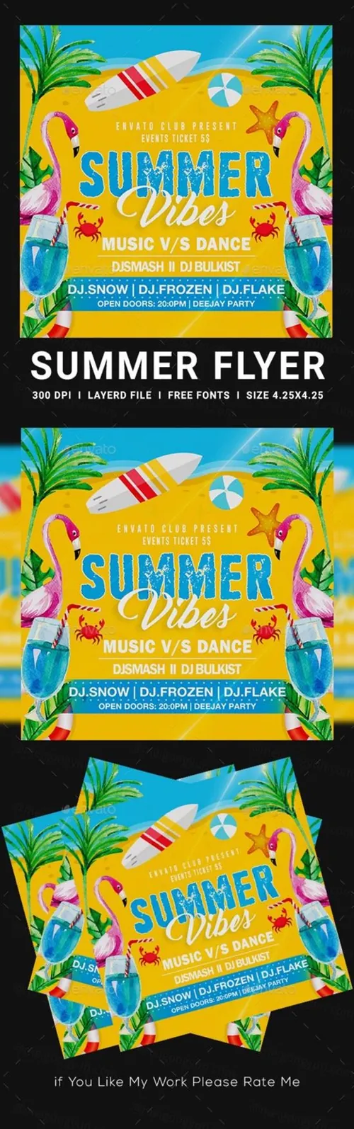 夏日海滩派对传单设计模板Summer Party Flyers