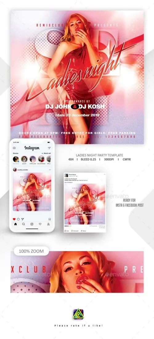 性感女士之夜派对传单模板Ladies Night Flyer Template