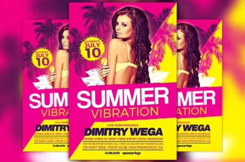 夏季海滩活动海报制作 Summer Vibration Flyer Template