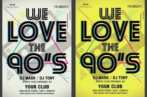 90年代复古派对传单模板 90s Retro Party Flyer Template