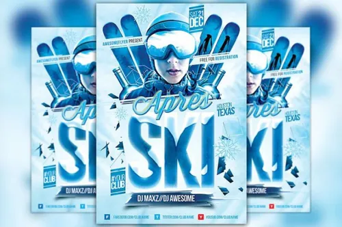 滑雪海报制作模板 Apres Ski Event Flyer Template