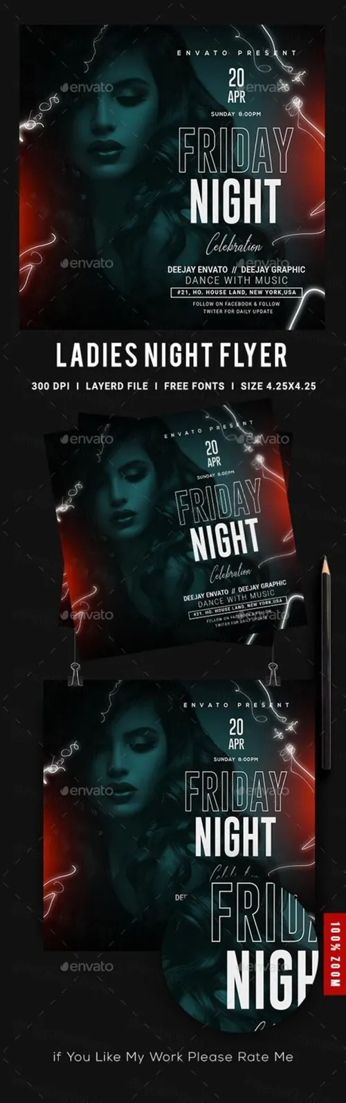 性感女士夜总会派对传单设计Ladies Night Club Flyer