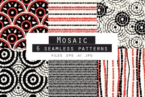 6款马赛克无缝拼接矢量图案素材 Mosaic Seamles
