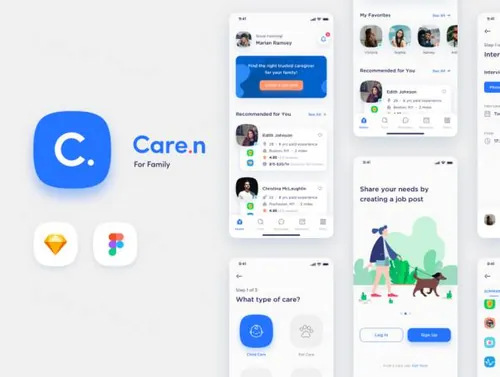 家庭雇佣保姆看护网络界面设计包 Caren - For Family iOS U