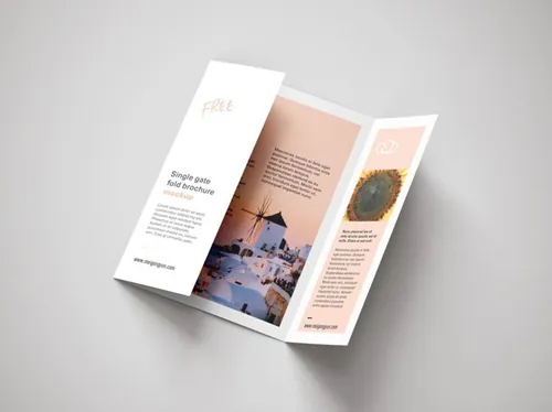 3折页宣传手册小册子设计贴图样机PSD模板 Single gate fold brochure mockup
