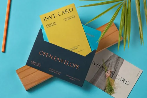 邀请函信封场景品牌VI设计贴图样机模板 Invitation