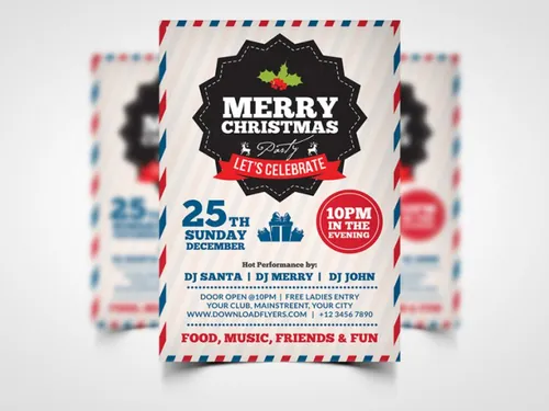 Merry Christmas Party Flyer Template PSD