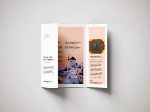 3折页宣传手册小册子设计贴图样机PSD模板 Single gate fold brochure mockup