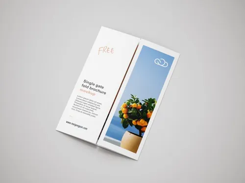 3折页宣传手册小册子设计贴图样机PSD模板 Single gate fold brochure mockup