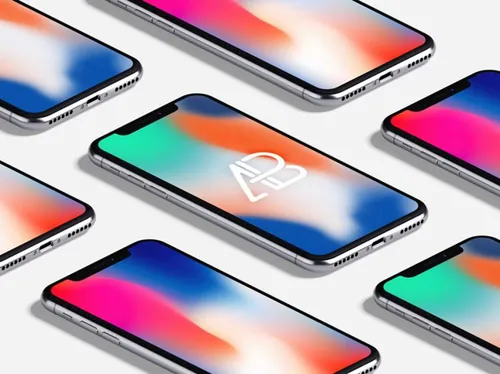 iPhoneX手机贴图样机Isometric iPhone X Mockup