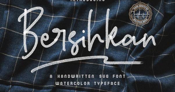 个性的水彩签名SVG手写签名字体下载 Bersihkan – Watercolor