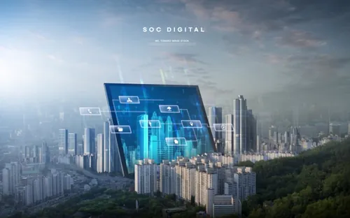 未来智能科技城市概念合成广告海报PSD模板 SOC DIGITAL