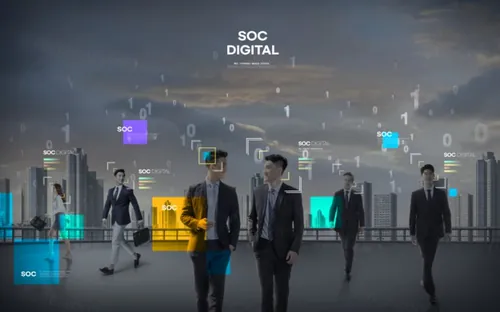 未来智能科技城市概念合成广告海报PSD模板 SOC DIGITAL