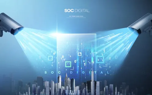 未来智能科技城市概念合成广告海报PSD模板 SOC DIGITAL