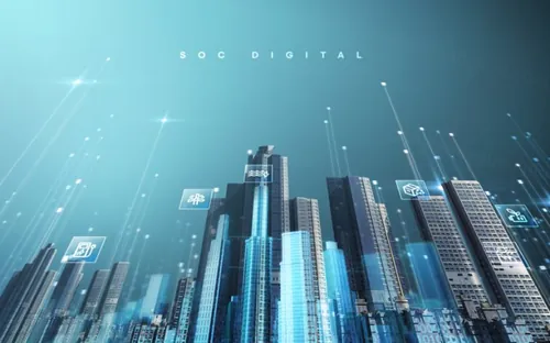 未来智能科技城市概念合成广告海报PSD模板 SOC DIGITAL