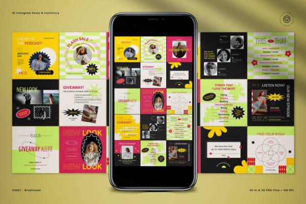 时尚潮流酸性艺术自媒体推广排版PSD模板素材 Branding Coa