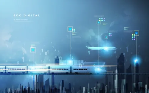 未来智能科技城市概念合成广告海报PSD模板 SOC DIGITAL