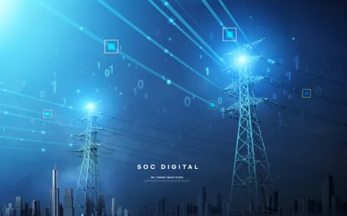 未来智能科技城市概念合成广告海报PSD模板 SOC DIGITAL