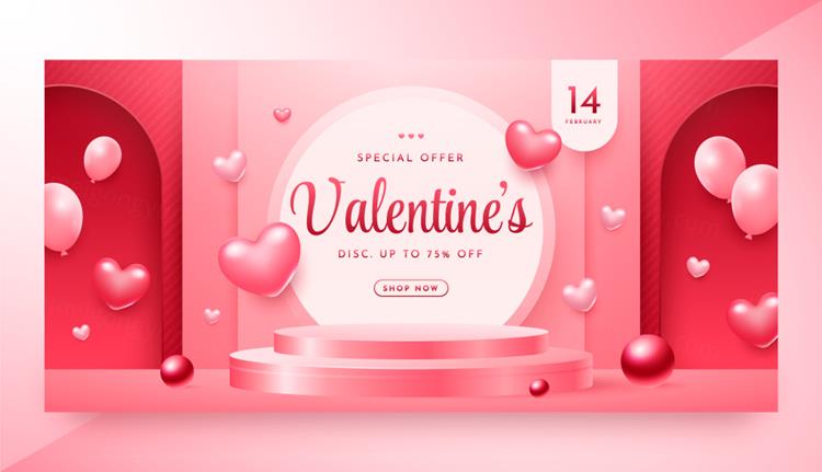 高质量情人节七夕妇女节爱情主题宣传单横幅海报插画EPS矢量模