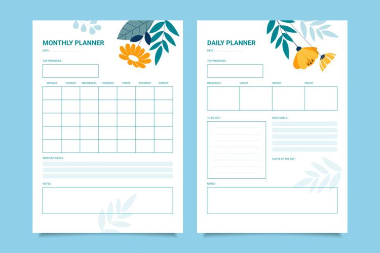 春日清爽简洁风开学计划每日计划日程表预算规划EPS矢量模板素