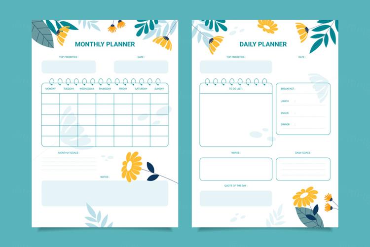 春日清爽简洁风开学计划每日计划日程表预算规划EPS矢量模板素