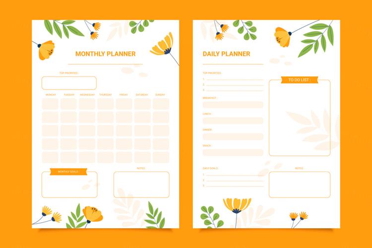 春日清爽简洁风开学计划每日计划日程表预算规划EPS矢量模板素