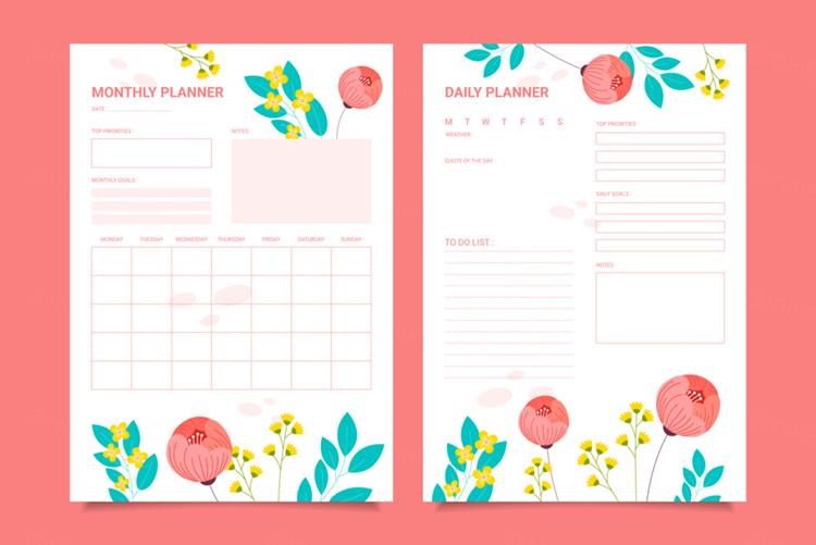 春日清爽简洁风开学计划每日计划日程表预算规划EPS矢量模板素