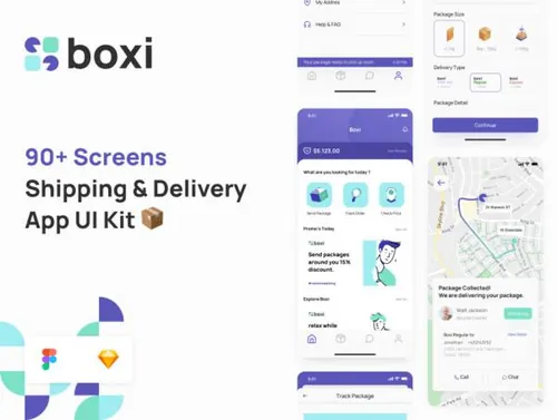 高质量寄快递服务包裹查询费用支付界面UI素材  Boxi - Ship