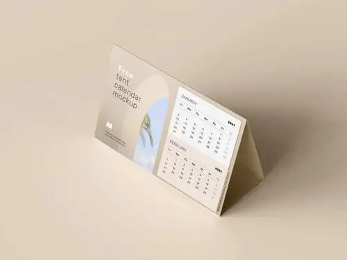 三角形桌历台历设计提案展示PSD样机模板 Tent Calendar Mockup 样机模